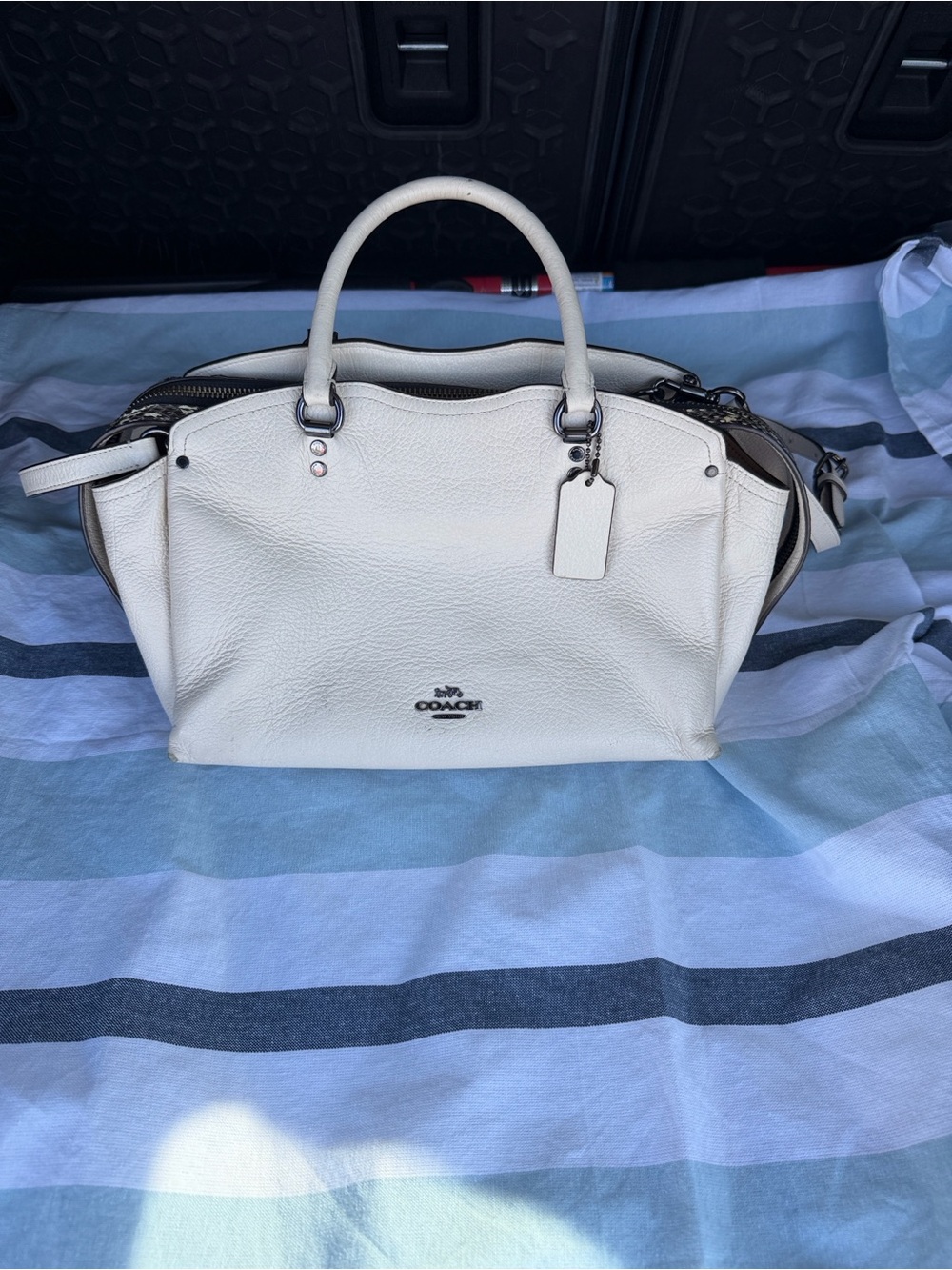 Coach Chalk Pebbled Leather Satchel with Removable Strap - Picture 3 of 17